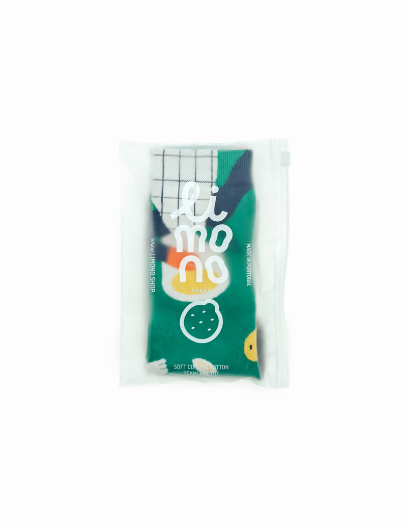 Limono Socks Lemonheads collection. Illustrated socks on trend made in Portugal. Organic combed cotton