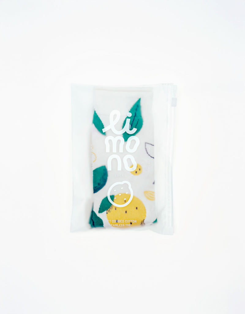 Limono Socks Lemonheads collection. Illustrated socks on trend made in Portugal. Organic combed cotton