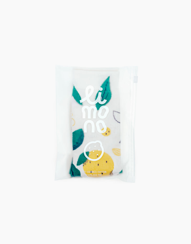 Limono Socks Lemonheads collection. Illustrated socks on trend made in Portugal. Organic combed cotton