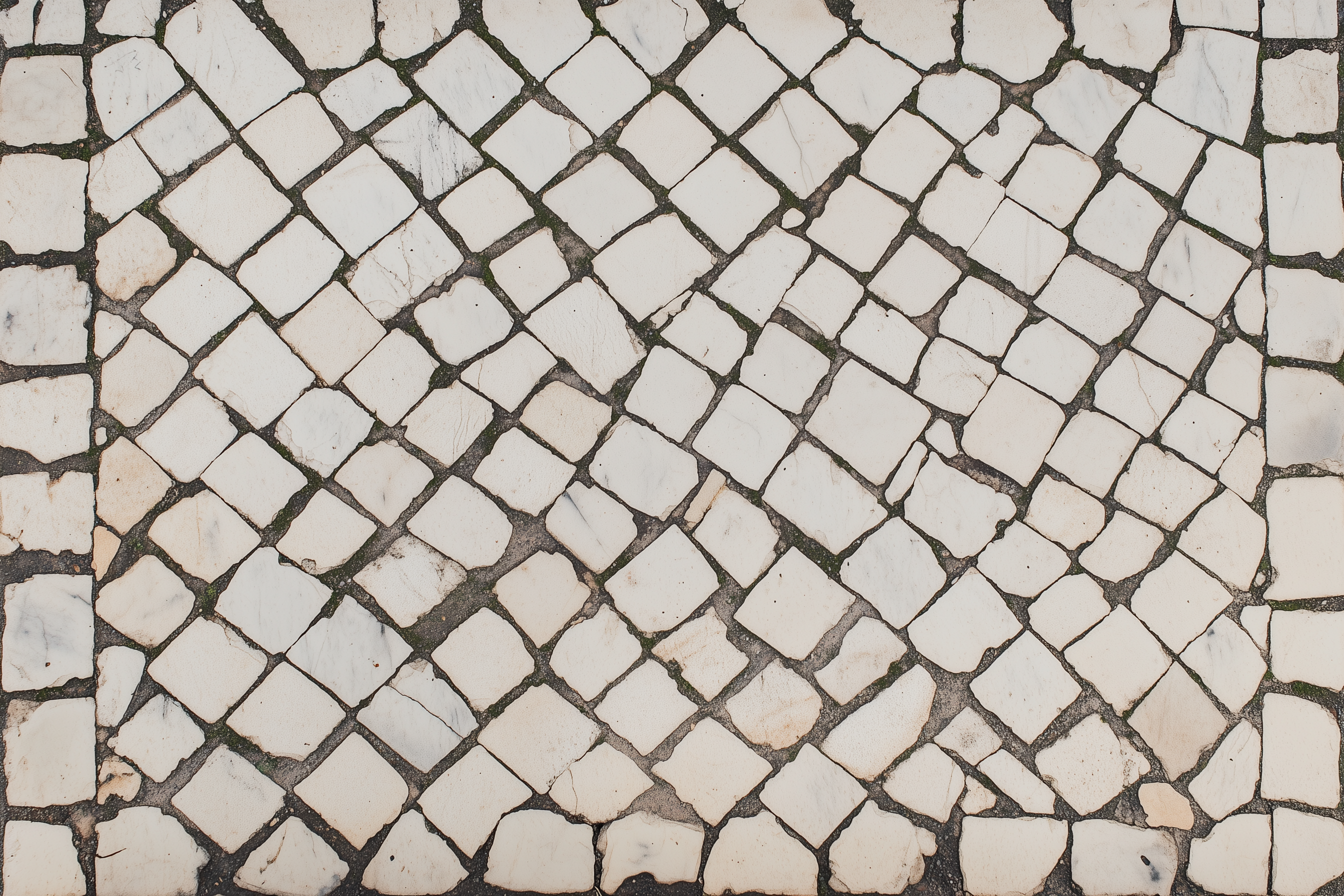 White limestone Portuguese calcada cobblestone pavement texture, Portugal