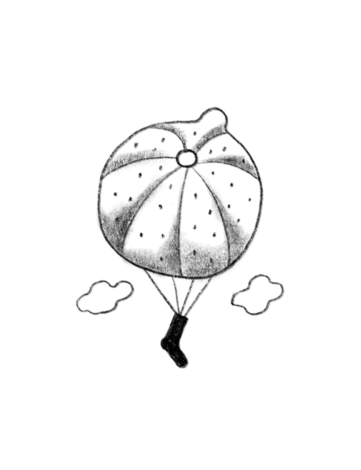 Limono illustration of sock parachuting under a lemon-shaped balloon, © Oksana Grivina