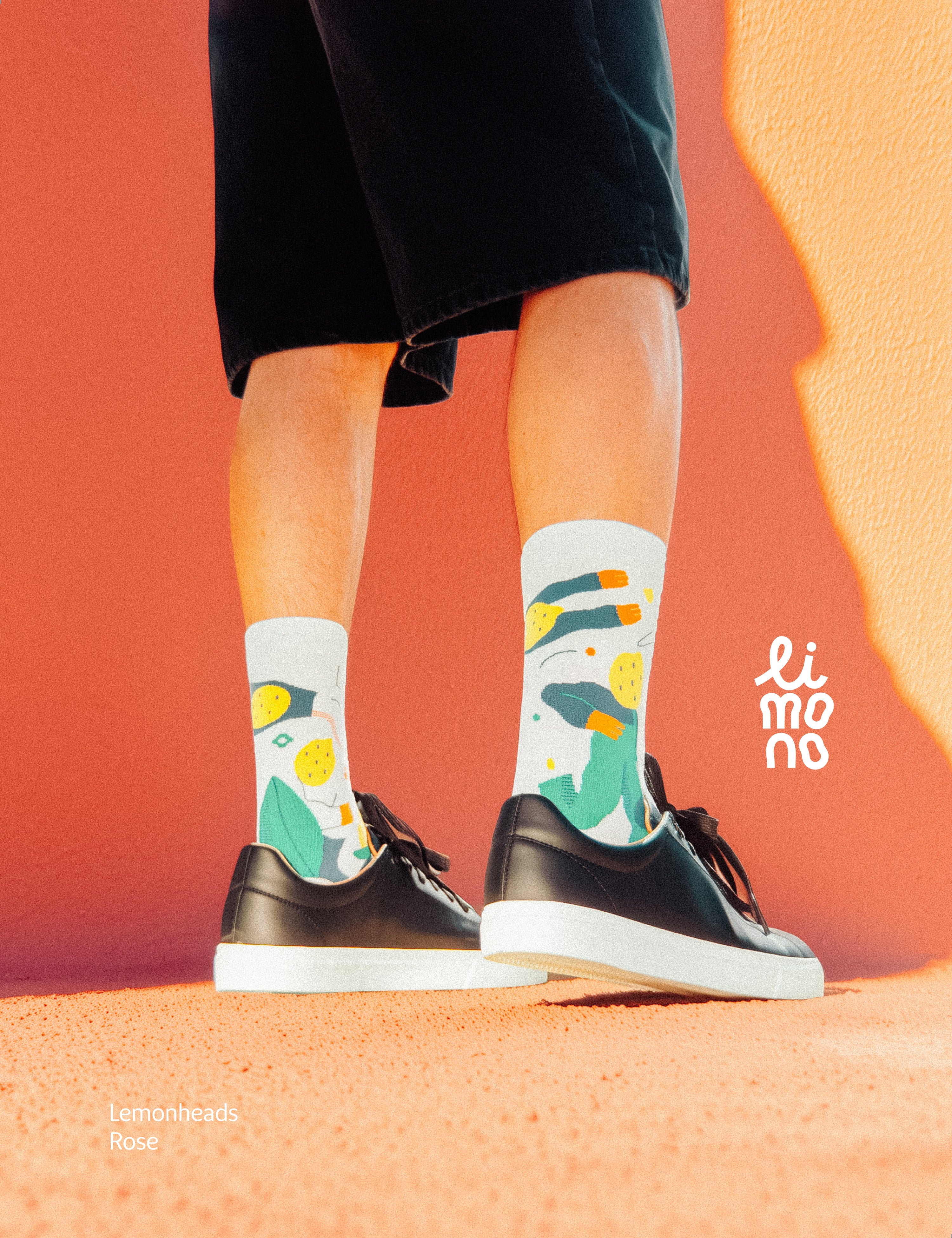 Limono Socks Lemonheads collection. Illustrated socks on trend made in Portugal. Organic combed cotton 