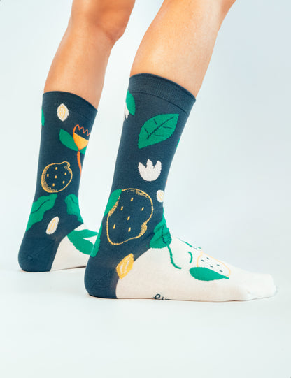 Limono Socks Lemonheads collection. Illustrated socks on trend made in Portugal. Organic combed cotton 