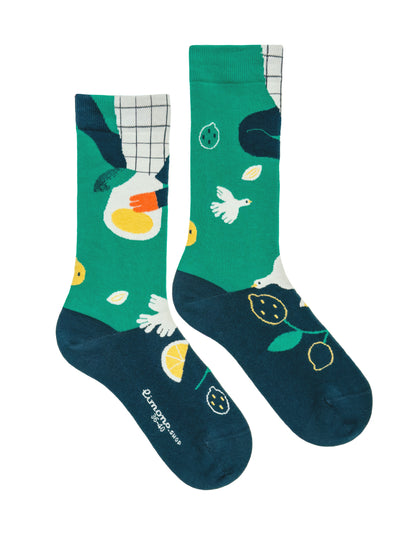 Limono Socks Lemonheads collection. Illustrated socks on trend made in Portugal. Organic combed cotton 