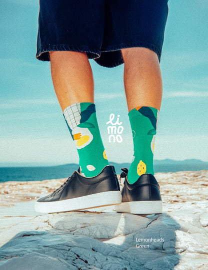 Limono Socks Lemonheads collection. Illustrated socks on trend made in Portugal. Organic combed cotton 