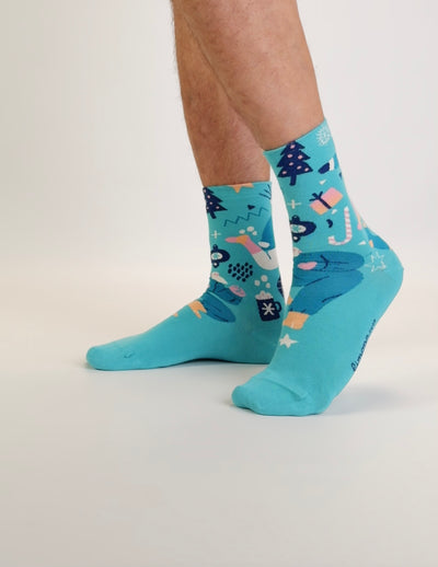 Limono Socks Christmas collection. Illustrated socks on trend made in Portugal. Organic combed cotton. 