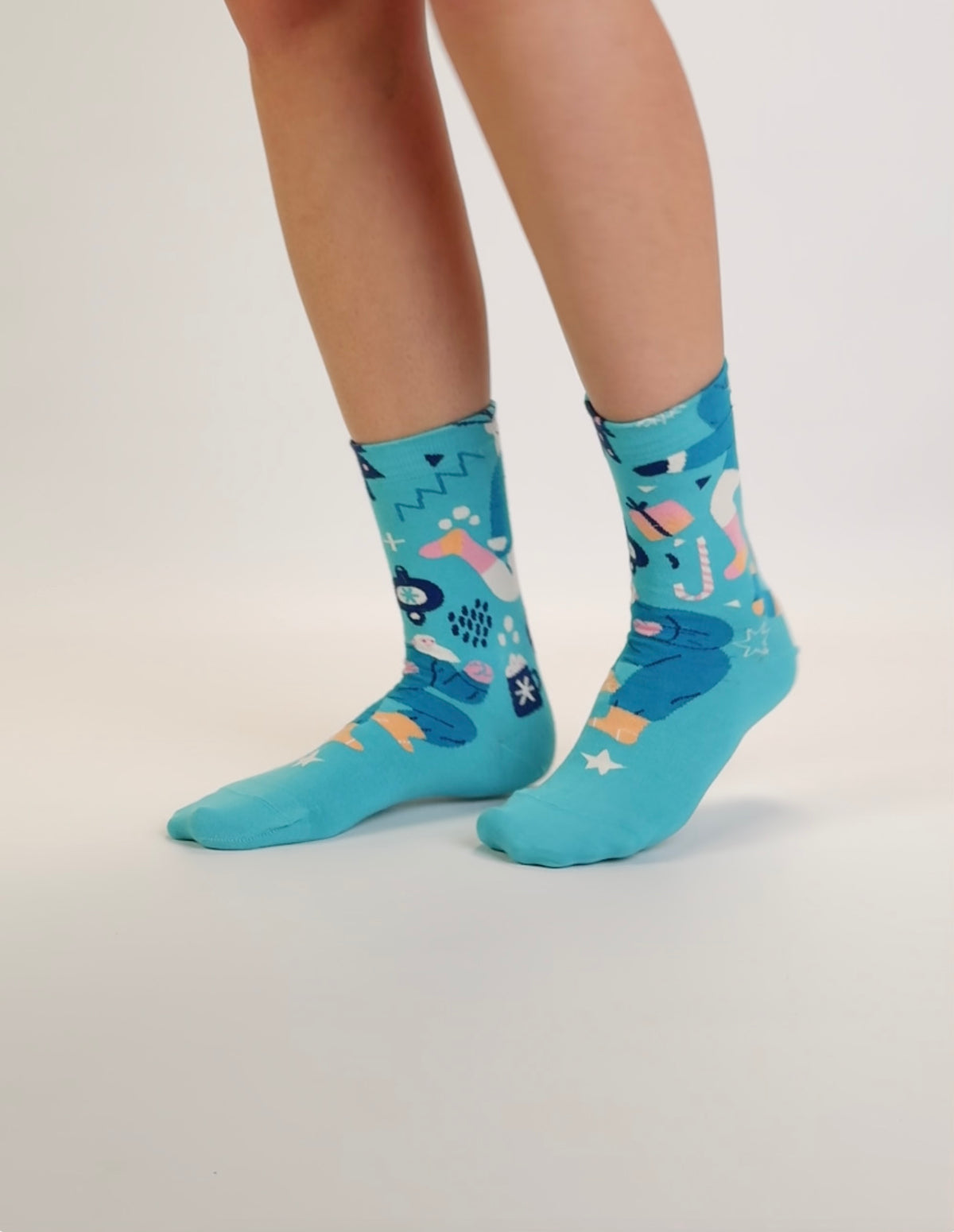 Limono Socks Christmas collection. Illustrated socks on trend made in Portugal. Organic combed cotton. 